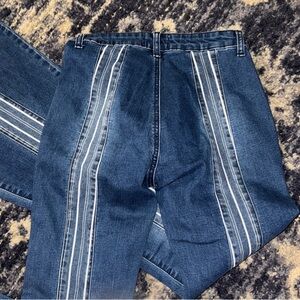 Dark Blue Flare Jeans with Contrast Stitching